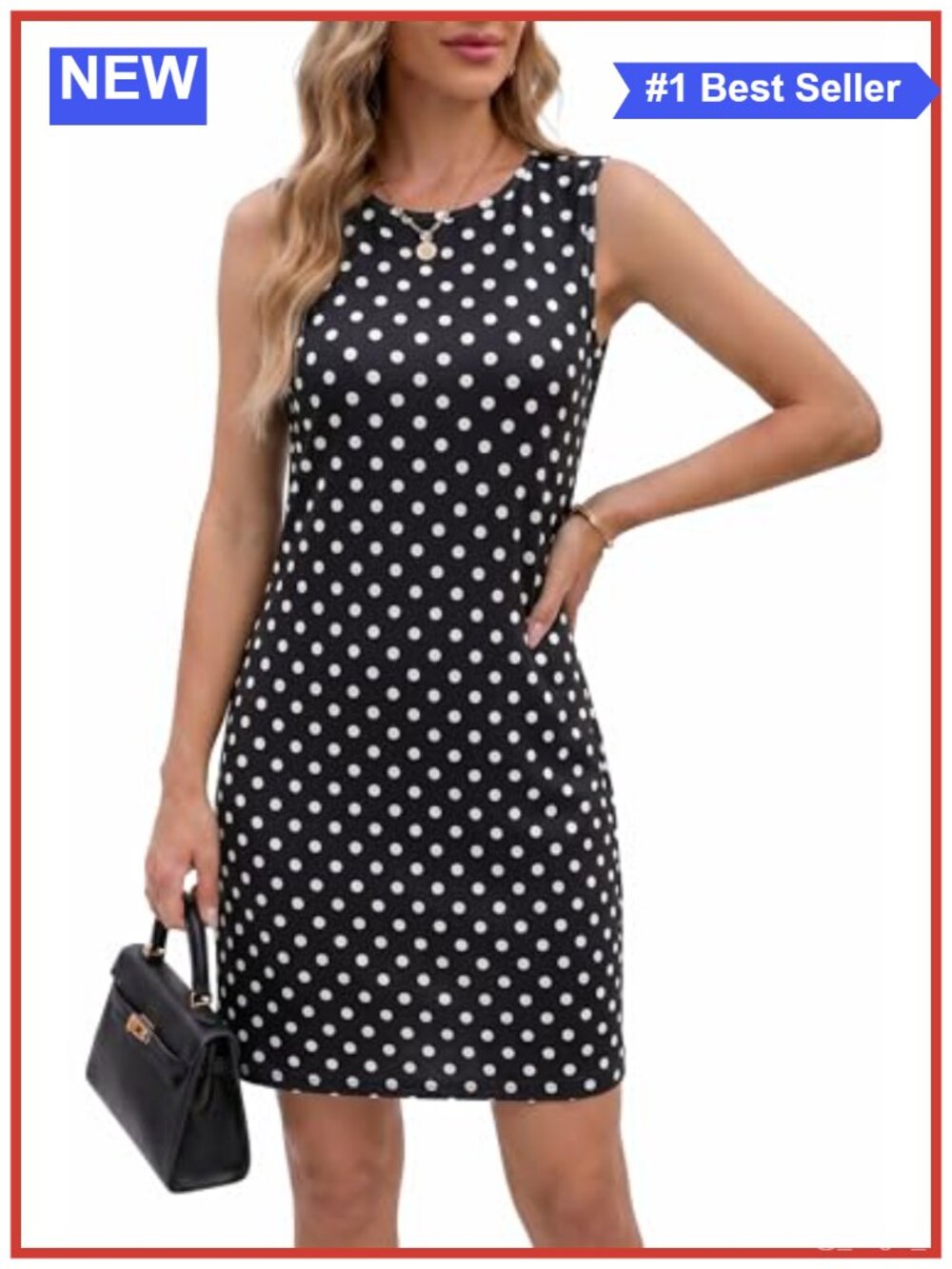 Women's Polka Dot Midi Dress Sleeveless A-Line Casual Summer Vacation